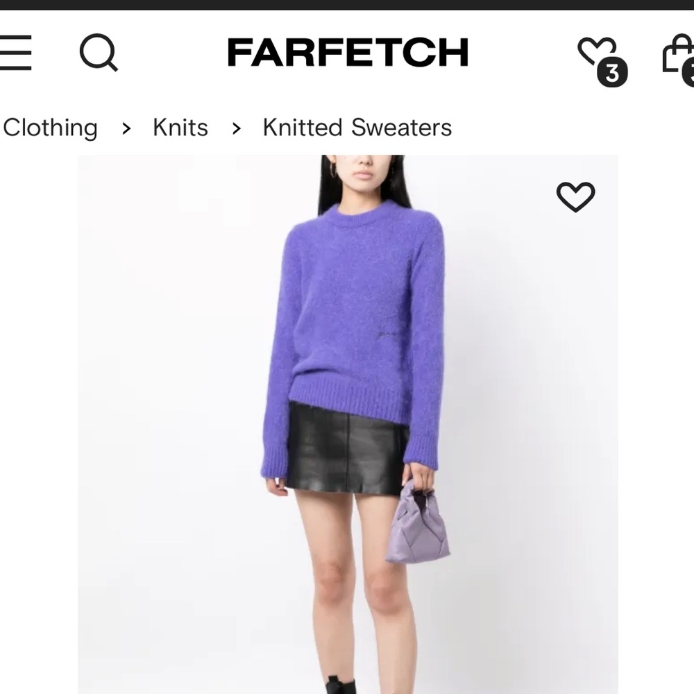 GANNI 	Purple Brushed Alpaca O-Neck Sweater - Simply Purple SIZE large